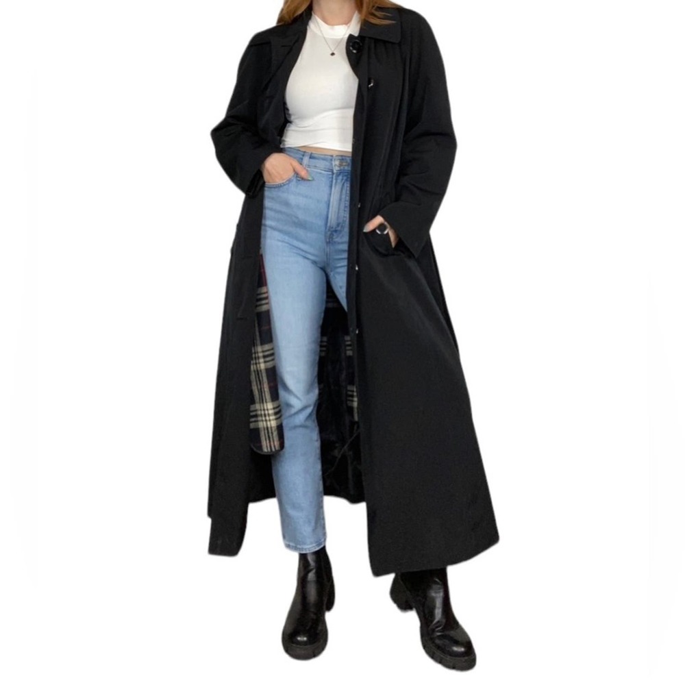 London Fog Black Trench Coat - Picture 4 of 8